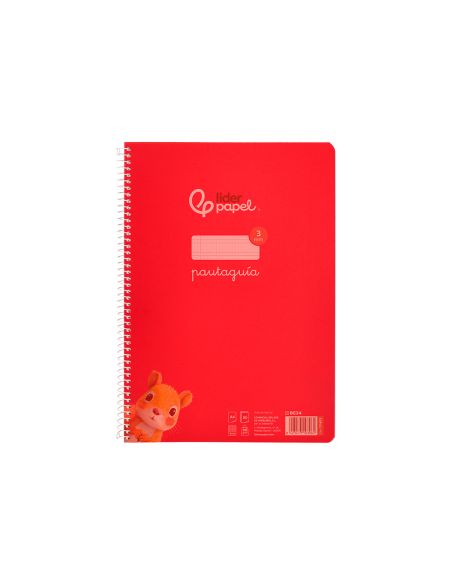 Cuaderno Espiral Liderpapel A4 Pautaguia Tapa Plastico 80H 90Gr Cuadro Pautado 3Mm Con Margen Color Rojo