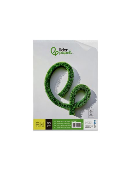 Papel Liderpapel A4 80G/M2 Liso Microperforado En Tres Partes Iguales Paquete De 500 Hojas
