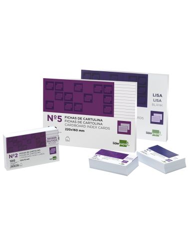 Ficha Liderpapel Lisa Nº5 160X220Mm 180Gr Paquete De 100 Unidades
