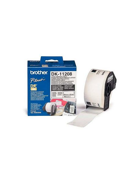 Etiqueta Adhesiva Brother Dk11208 -Tamaño 38X90 Mm Para Impresoras De Etiquetas Ql -400 Etiquetas-