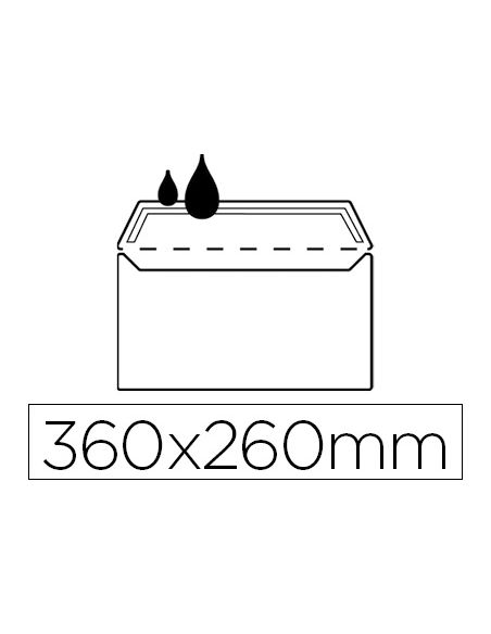 Sobre Liderpapel N.16 Blanco Folio Especial 260X360Mm Silicona Caja De 250 Unidades Solapa Recta