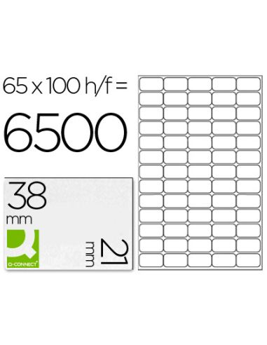 Etiqueta Adhesiva Q-Connect Kf01581 Tamaño 38,1X21,2Mm Fotocopiadora Laser Ink-Jet Caja Con 100 Hojas Din A4