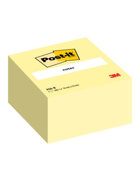 Bloc De Notas Adhesivas Quita Y Pon Post-It 76X76X45 Mm Cubo Color Amarillo 450 Hojas
