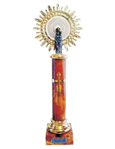 Virgen Del Pilar Metal/Alabastro C/Bocel Marron 14Cm