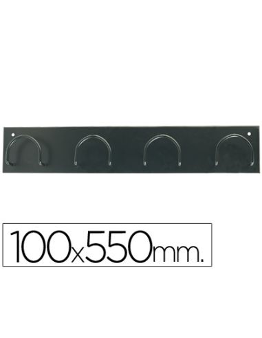 Perchero Metalico 611 Pared 4 Colgadores Color Negro 55X10X5 Cm