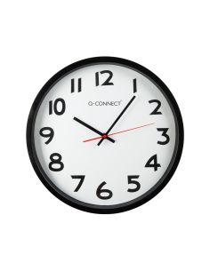 Reloj Q-Connect De Pared Plastico Oficina Redondo 34 Cm Marco Negro 2