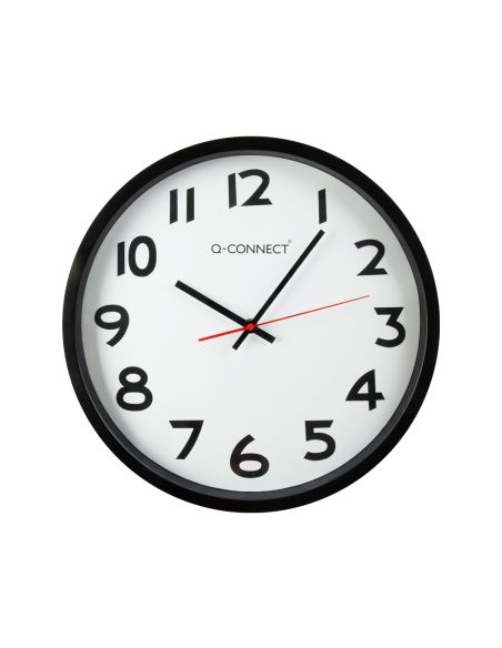 Reloj Q-Connect De Pared Plastico Oficina Redondo 34 Cm Marco Negro