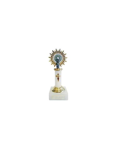 Virgen Del Pilar Metal/Alabastro C/Bocel Blanca 14Cm