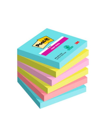 Bloc De Notas Adhesivas Quita Y Pon Post-It Super Sticky 76X76 Mm Con 90 Hojas Pack De 6 Unidades Colores Miami|Libreriasalesiana