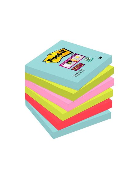 Bloc De Notas Adhesivas Quita Y Pon Post-It Super Sticky 76X76 Mm Con 90 Hojas Pack De 6 Unidades Colores Miami|Libreriasalesiana