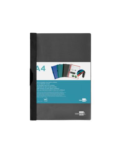 Carpeta Liderpapel Dossier Pinza Lateral 45325 Polipropileno Din A4 Negro 60 Hojas Pinza Deslizante