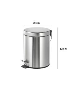 Papelera Metalica Q-Connect Con Pedal Cromada 32X21 Cm Capacidad 6 Litros 2