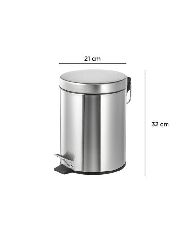 Papelera Metalica Q-Connect Con Pedal Cromada 32X21 Cm Capacidad 6 Litros