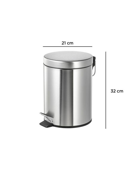 Papelera Metalica Q-Connect Con Pedal Cromada 32X21 Cm Capacidad 6 Litros