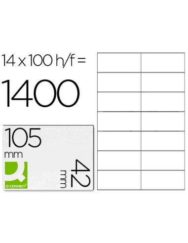 Etiqueta Adhesiva Q-Connect Kf10655 Tamaño 105X42 Mm Fotocopiadora Laser Ink-Jet Caja Con 100 Hojas Din A4