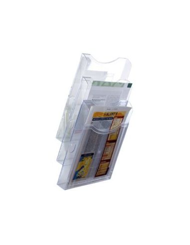 Expositor Mural Archivo 2000 De Pared 3 Bandejas Din A4 Transparente 105X235X445 Mm Separadores Moviles Ajustables|Libreriasalesiana