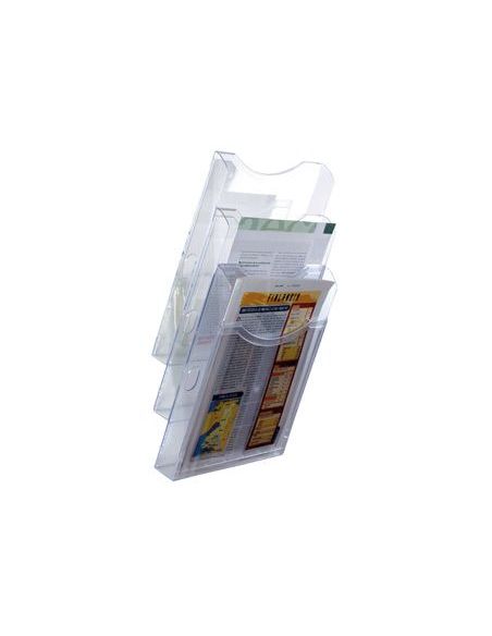 Expositor Mural Archivo 2000 De Pared 3 Bandejas Din A4 Transparente 105X235X445 Mm Separadores Moviles Ajustables|Libreriasalesiana