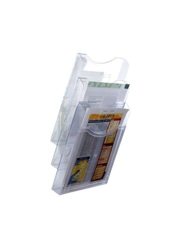 Expositor Mural Archivo 2000 De Pared 3 Bandejas Din A4 Transparente 105X235X445 Mm Separadores Moviles Ajustables|Libreriasalesiana