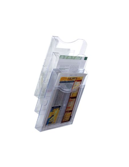 Expositor Mural Archivo 2000 De Pared 3 Bandejas Din A4 Transparente 105X235X445 Mm Separadores Moviles Ajustables|Libreriasalesiana