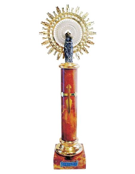 Virgen Del Pilar Metal/Alabastro C/Bocel Marron 30Cm