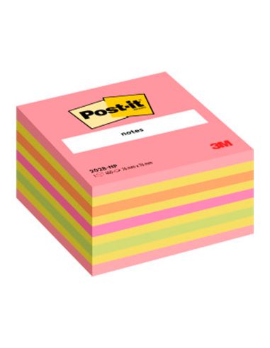Bloc De Notas Adhesivas Quita Y Pon Post-It 76X76 Mm Cubo Color Rosa Neon 450 Hojas