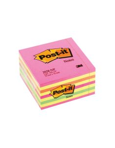 Bloc De Notas Adhesivas Quita Y Pon Post-It 76X76 Mm Cubo Color Rosa Neon 450 Hojas 2