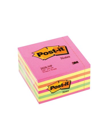 Bloc De Notas Adhesivas Quita Y Pon Post-It 76X76 Mm Cubo Color Rosa Neon 450 Hojas
