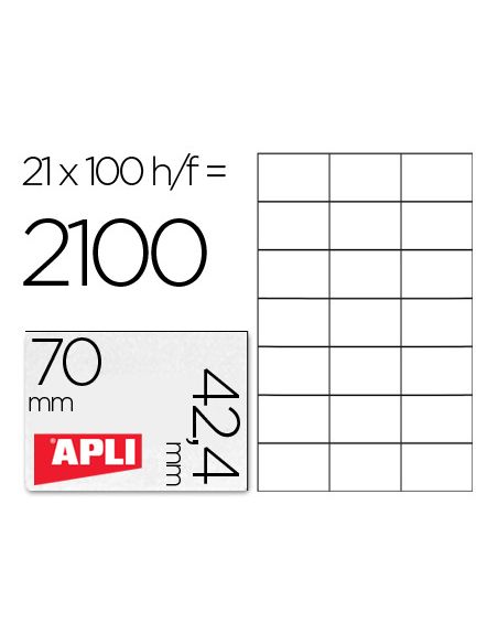 Etiqueta Adhesiva Apli 1276 Tamaño 70X42,4 Mm Para Fotocopiadora Laser Ink-Jet Caja Con 100 Hojas Din A4