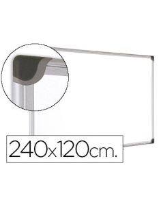 Pizarra Blanca Bi-Office Magnetica Maya W Ceramica Vitrificada Marco De Aluminio 240 X 120 Cm Con Bandeja Para