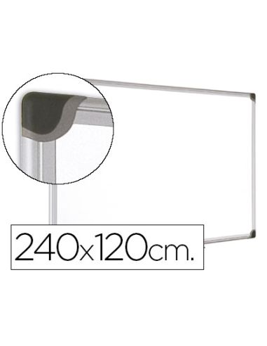 Pizarra Blanca Bi-Office Magnetica Maya W Ceramica Vitrificada Marco De Aluminio 240 X 120 Cm Con Bandeja Para