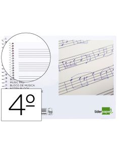 Bloc Musica Liderpapel Pentagrama 4Mm Cuarto 20 Hojas 100G/M2