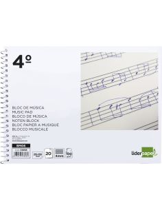 Bloc Musica Liderpapel Pentagrama 4Mm Cuarto 20 Hojas 100G/M2 2