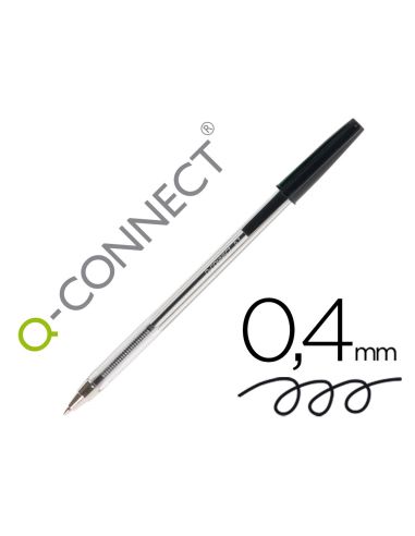 Boligrafo Transparente Q-Connect Negro Medio Kf26040