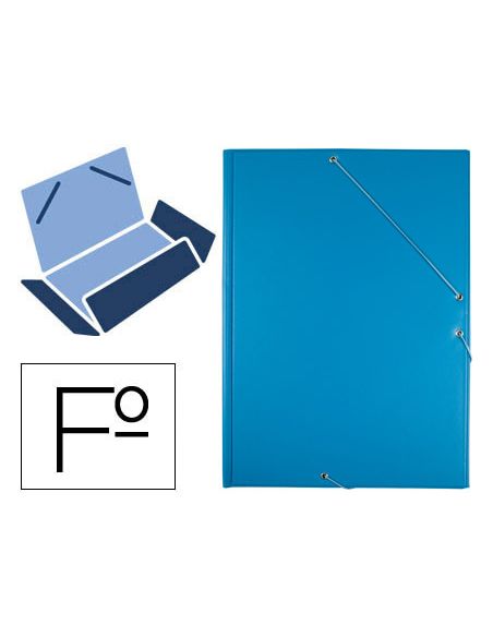 Carpeta Liderpapel Gomas Tres Solapas Plastico Folio Color Celeste