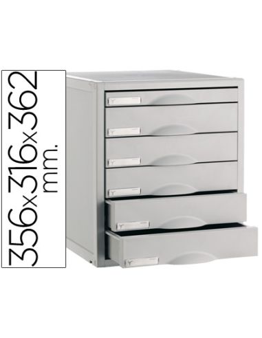 Fichero Cajones De Sobremesa 8206C 356X316X362 Mm 6 Cajones Color Gris