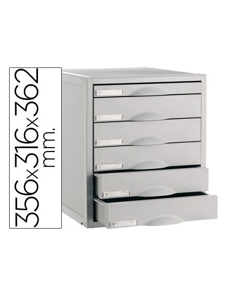 Fichero Cajones De Sobremesa 8206C 356X316X362 Mm 6 Cajones Color Gris