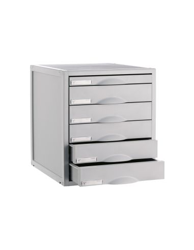Fichero Cajones De Sobremesa 8206C 356X316X362 Mm 6 Cajones Color Gris