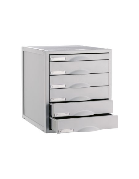 Fichero Cajones De Sobremesa 8206C 356X316X362 Mm 6 Cajones Color Gris