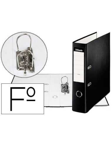 Archivador De Palanca Esselte Carton Forrado Pvc Folio Lomo De 75 Mm Con Rado Negro