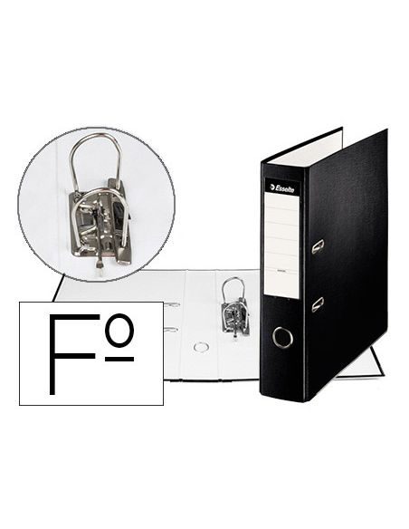 Archivador De Palanca Esselte Carton Forrado Pvc Folio Lomo De 75 Mm Con Rado Negro