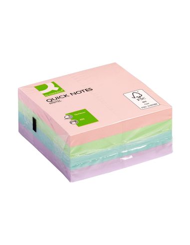 Bloc De Notas Adhesivas Quita Y Pon Q-Connect 76X76 Mm Pastel Con 400 Hojas