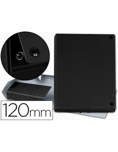 Carpeta Proyectos Pardo Folio Lomo 120 Mm Carton Forrado Negro Con Broche