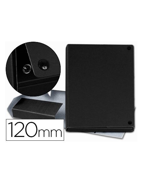Carpeta Proyectos Pardo Folio Lomo 120 Mm Carton Forrado Negro Con Broche
