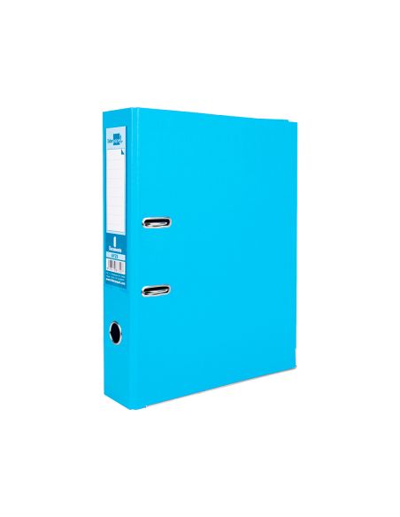 Archivador De Palanca Liderpapel Folio Documenta Forrado Pvc Con Rado Lomo 75 Mm Celeste Compresor Metalico
