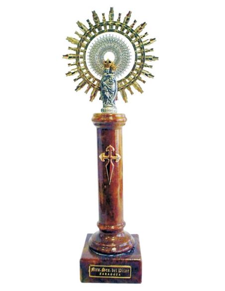 Virgen Del Pilar Metal/Alabastro Marron 21,5Cm