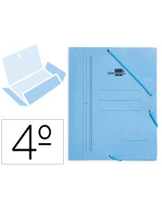 Carpeta Liderpapel Gomas Tres Solapas Carton Pintado Cuarto Color Azul