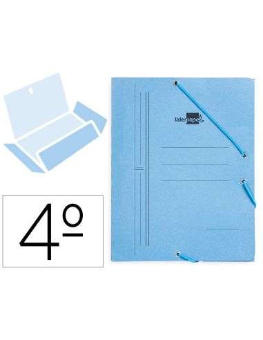 Carpeta Liderpapel Gomas Tres Solapas Carton Pintado Cuarto Color Azul