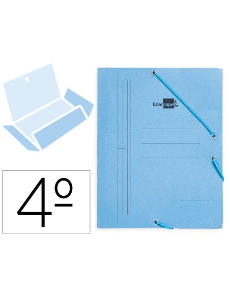 Carpeta Liderpapel Gomas Tres Solapas Carton Pintado Cuarto Color Azul