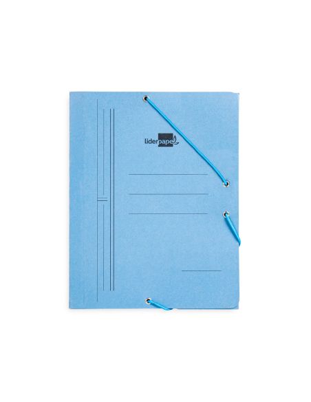 Carpeta Liderpapel Gomas Tres Solapas Carton Pintado Cuarto Color Azul