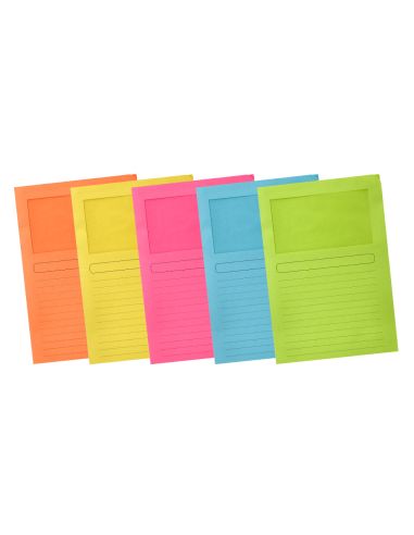 Subcarpeta Cartulina Q-Connect Din A4 Colores Surtidos Con Ventana Transparente 120G/M2 Paquete De 25 Unidades